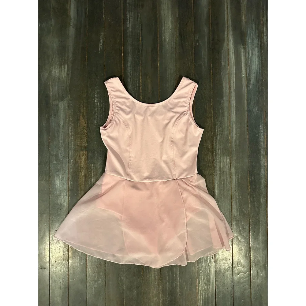 SHEIN Girls Pink Ballet Leotard with Attached Skirt Dance Dress Sleeveless